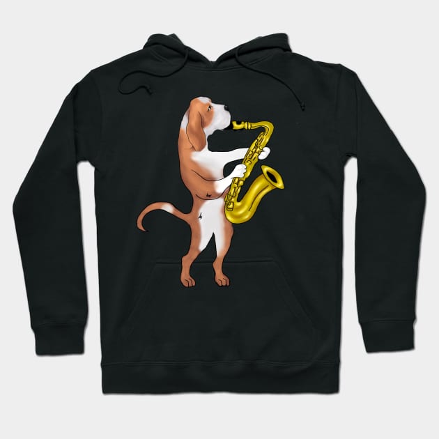 Dog Playing Saxophone Jazz Lovers Funny Gift Hoodie by Merchweaver